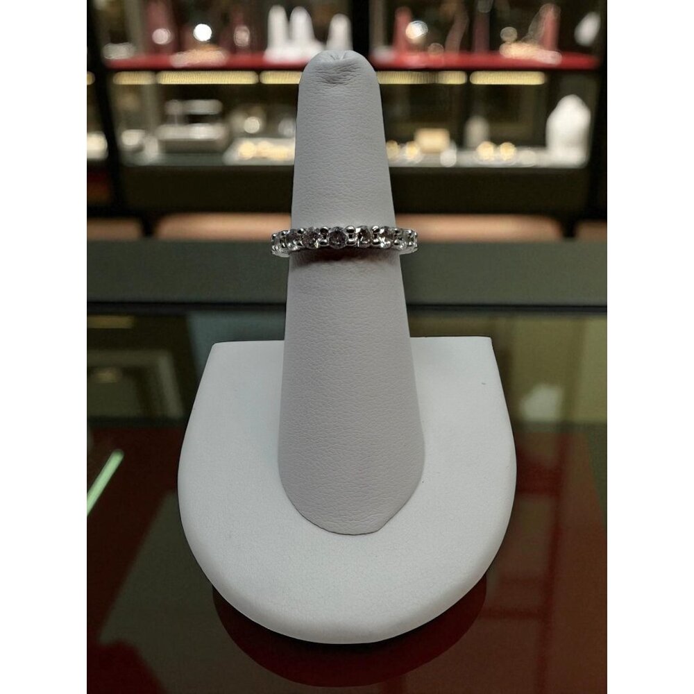 Uncas International Sterling Silver Eternity Ring Size 6 Clear Glass Stones